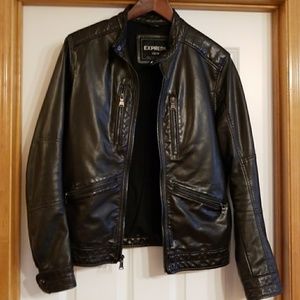 Express faux leather bomber jacket XS brown